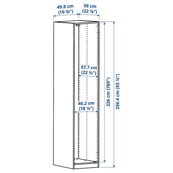 PAX Wardrobe frame, white, 50x58x236 cm