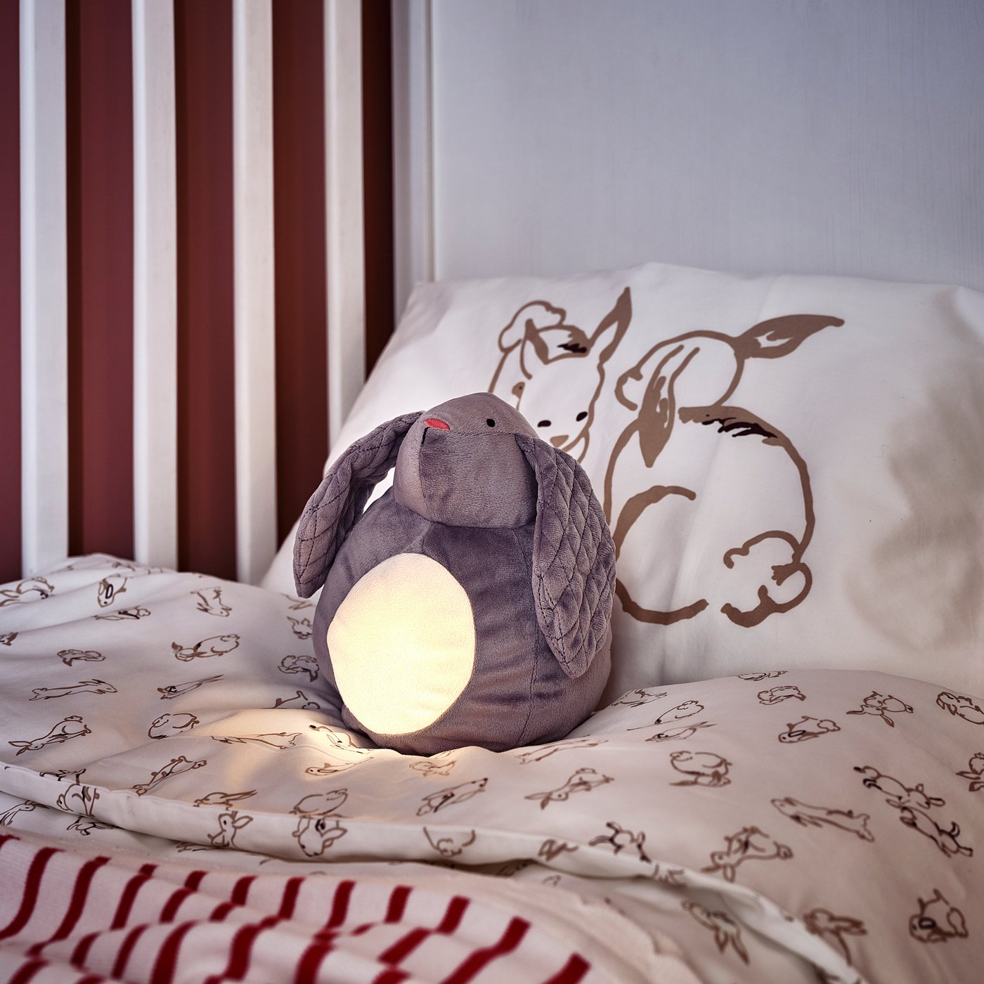 Pekhult Soft Toy With Led Night Light Grey Rabbit Battery Operated Ikea