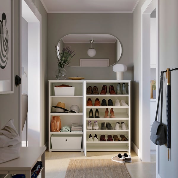 PLATSA Shoe cabinet/storage, white/Fonnes white, 140x42x123 cm