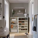 PLATSA Shoe cabinet/storage, white/Fonnes white, 140x42x123 cm