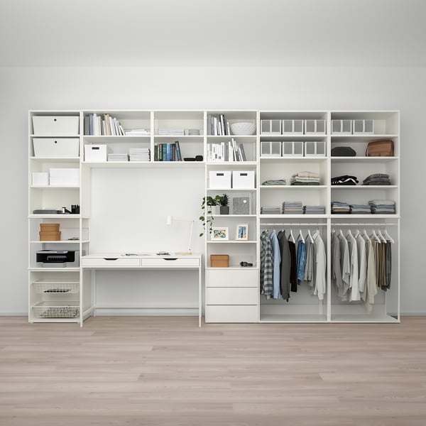 PLATSA Storage comb w 6 doors+3 drawers, white/Fonnes white, 420x42x241 cm