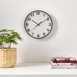 PLUTTIS Wall clock, black, 28 cm