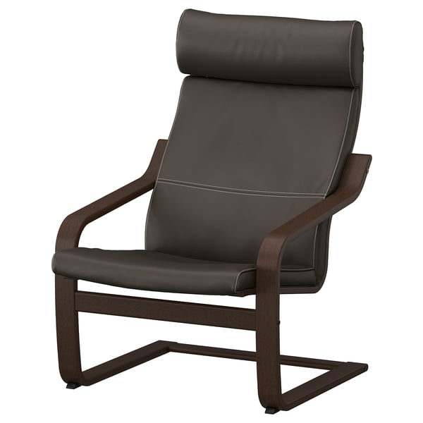 POÄNG Armchair, brown/Glose dark brown