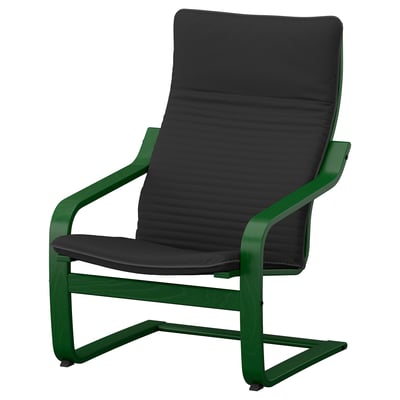 POÄNG Armchair, dark green/Knisa black