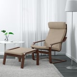 POÄNG Footstool, brown/Hillared beige