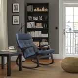 POÄNG Rocking-chair, black-brown/Gunnared blue