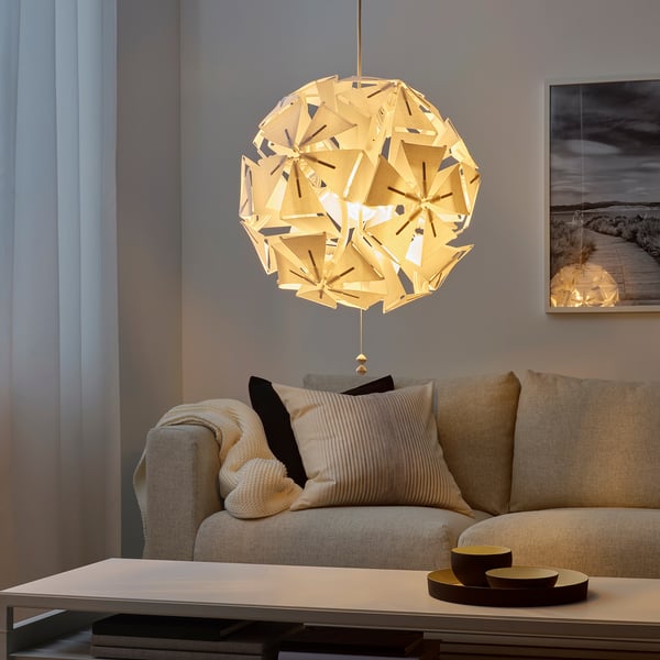 RAMSELE Pendant lamp, geometric/white, 43 cm