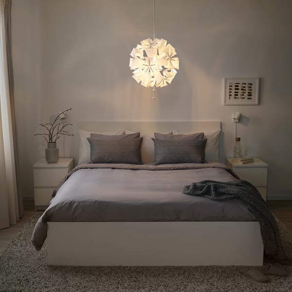 RAMSELE Pendant lamp, geometric/white, 43 cm