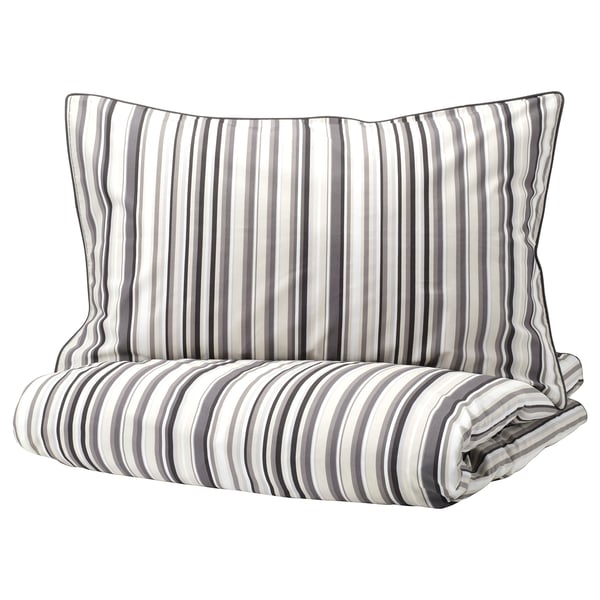 Buy Randgras Quilt Cover And 2 Pillowcases Grey Stripe Online