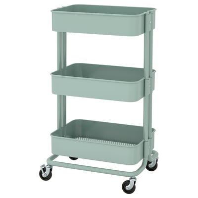 RÅSKOG Trolley, light turquoise, 35x45x77 cm