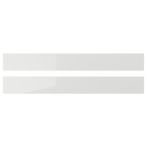 Two grey, rectangular kitchen cabinet doors with glossy finish.