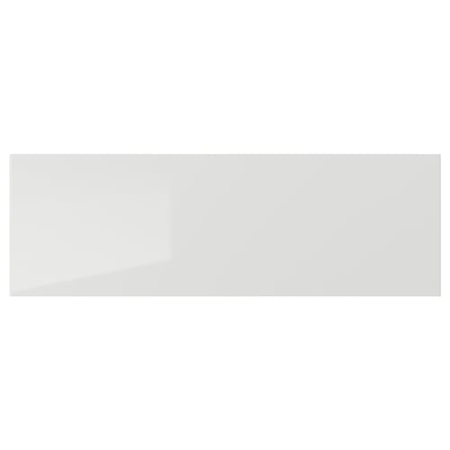 RINGHULT grey, glossy kitchen drawer front. Rectangular, seamless, modern design.