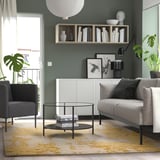 RINGKLOCKA Rug, low pile, yellow/off-white, 200x300 cm