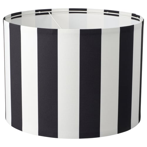 Ikea RINGSTA black & white striped cylinder lampshade, made from recycled polyester.