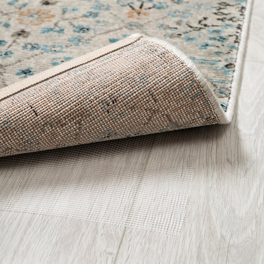 ROMDRUP rug, low pile, beige antique look/floral patterned, 80x200 cm