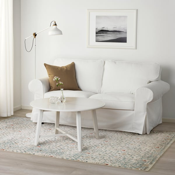 ROMDRUP Rug, low pile, off-white antique look/floral patterned, 200x300 cm