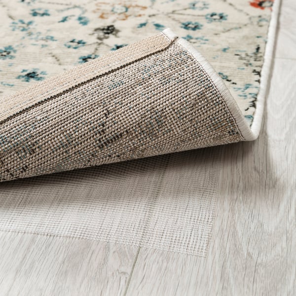 ROMDRUP Rug, low pile, off-white antique look/floral patterned, 200x300 cm