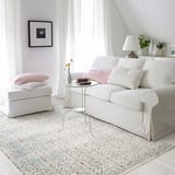 ROMDRUP Rug, low pile, off-white antique look/floral patterned, 200x300 cm