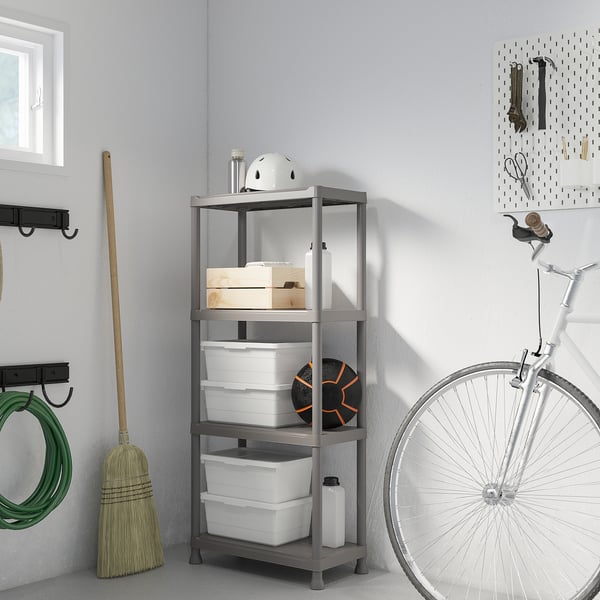 RUNMARÖ Shelving unit, dark grey indoor /outdoor, 60x30x133 cm