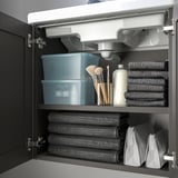 RYKTA Storage box with lid, transparent grey-blue, 18x24x12 cm/3.5 l