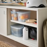 RYKTA Storage box with lid, transparent grey-blue, 18x24x12 cm/3.5 l
