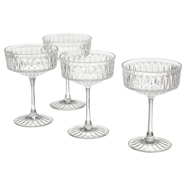 SÄLLSKAPLIG Juice Glass, clear glass/patterned, 21 cl