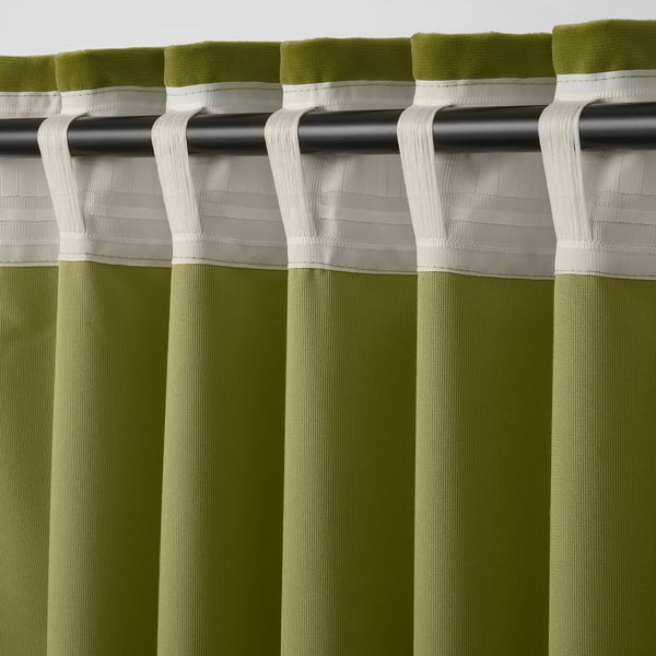 Buy Sagalie Curtains 1 Pair Velvet Green Yellow Online Ikea