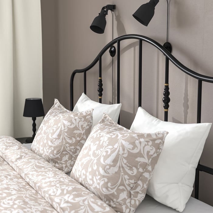 SAGSTUA bed frame, black/Luröy, 180x200 cm IKEA