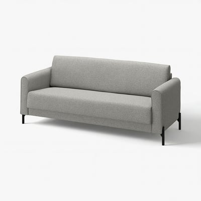 Sofa SALTMYRAN, grey, sleek design, fabric upholstery, rounded backs, slim legs.
