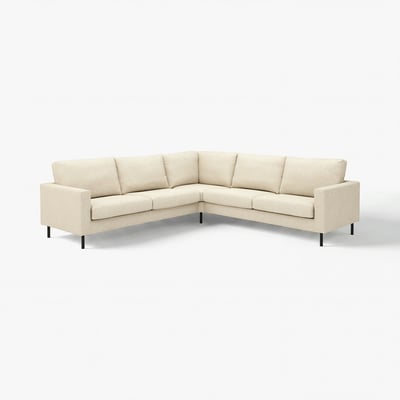 SALTSJÖBADEN 4-seat beige sectional sofa with dark legs, crisp lines, and cushioned comfort.