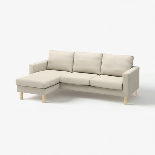 SALTSJÖBADEN Cover f 3-seat sofa w chaise longue, Fridtuna light beige