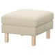 A beige SALTSJÖBADEN footstool with wooden legs, featuring recycled materials.