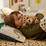 SANDLÖPARE Soft toy, cheetah cub/beige, 24 cm