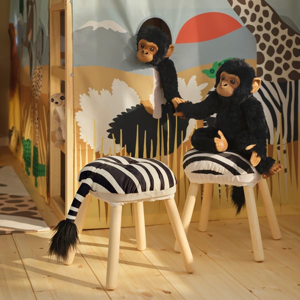 SANDLÖPARE Stool cover, black white/zebra pattern, 38 cm