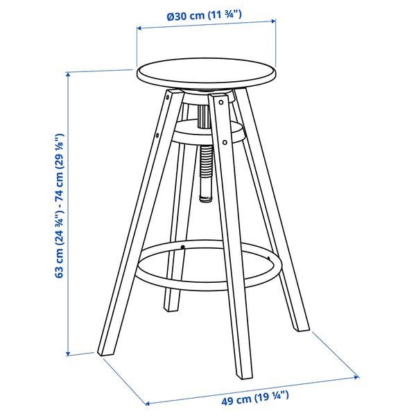 SANDSBERG / DALFRED Bar table and 2 bar stools, black/black, 67x67 cm