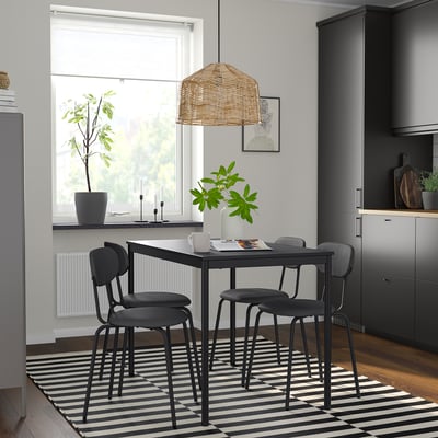 SANDSBERG / ÖSTANÖ Table and 4 chairs, black black/Remmarn dark grey, 110 cm