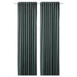 SANELA Room darkening curtains, 1 pair, grey-green, 140x300 cm
