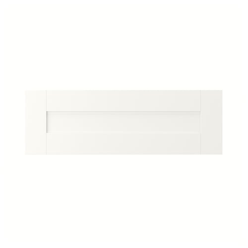 SANNIDAL white drawer front, classic design, particleboard & fibreboard, horizontal rectangular shape.