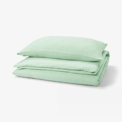 SCHERSMIN Duvet cover and pillowcase, pale green, 150x200/50x80 cm