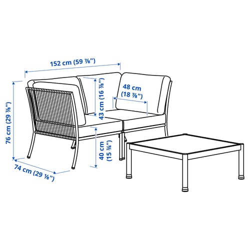 Illustration with measurements for the product: SEGERÖN.