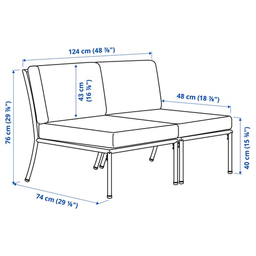 Illustration with measurements for the product: SEGERÖN.