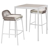 SEGERÖN Bar table and 2 bar stools, outdoor, white/beige/Frösön/Duvholmen beige