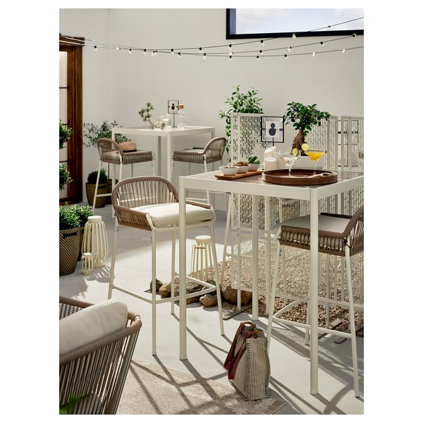 SEGERÖN Bar table and 2 bar stools, outdoor, white/beige/Frösön/Duvholmen beige