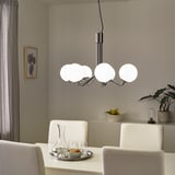 SIMRISHAMN Chandelier, 7-armed, chrome-plated/opal white glass, 70 cm