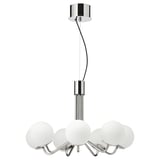 SIMRISHAMN Chandelier, 7-armed, chrome-plated/opal white glass, 70 cm