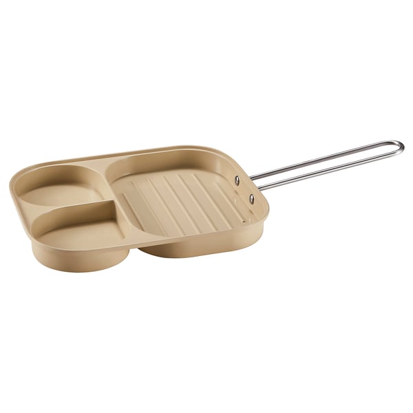 SKÄGGTORSK Frying pan, non-stick coating light beige-green, 22x19 cm