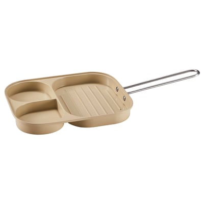 SKÄGGTORSK Frying pan, non-stick coating light beige-green, 22x19 cm