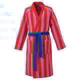 SKOGSSALLAT Bath robe, red-pink/striped, L/XL