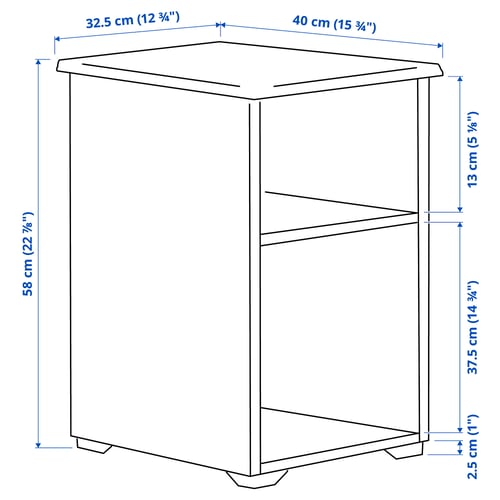 Illustration with measurements for the product: SKRUVBY.