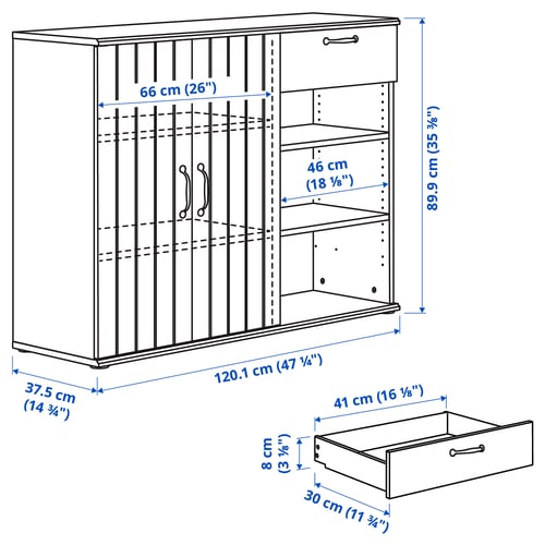 Illustration with measurements for the product: SKRUVBY.